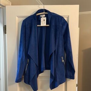 Luii Blue Draped Blazer with Waterfall Front